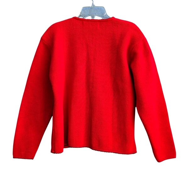 80s Scottie Dog Cardigan Red Embroidered Knit Vintage Novelty Sweater - Picture 7 of 14